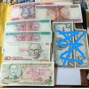 Brazil and Costa Rica vintage bank notes